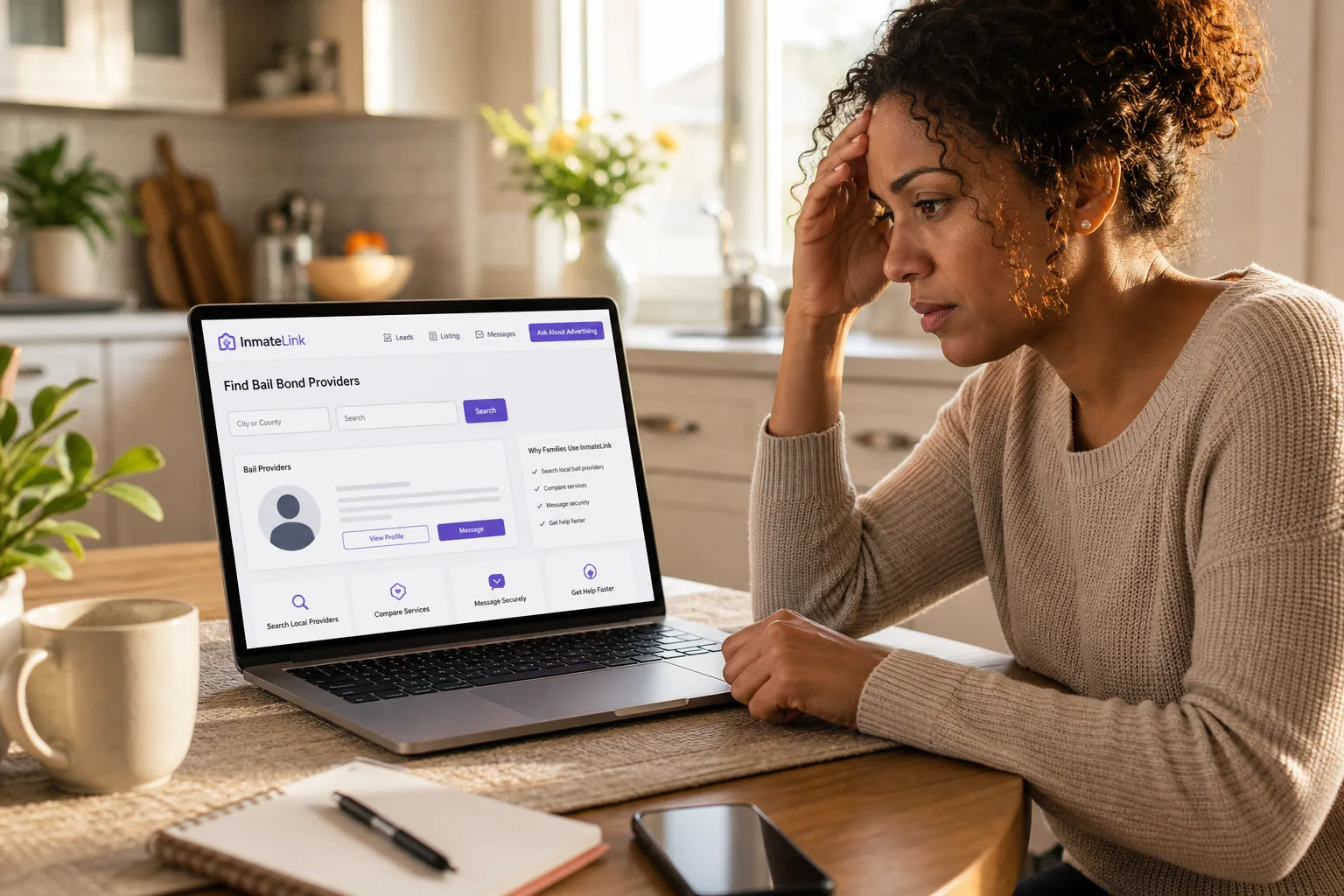 Family reviewing bail options on InmateLink